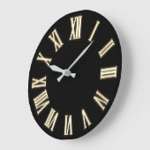 フェイク金ゴールドメタリッミニマルクローマ数字（黒） ラージ壁時計 (傾斜)