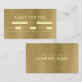 フェイク金ゴールドメタルテクスチャギフト証明書 名刺 (正面/裏面)