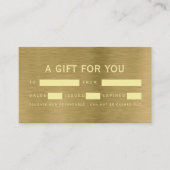 フェイク金ゴールドメタルテクスチャギフト証明書 名刺 (正面)