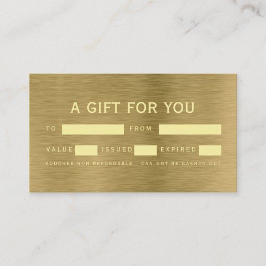 フェイク金ゴールドメタルテクスチャギフト証明書 名刺 (正面)