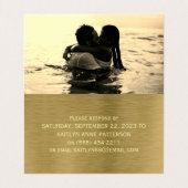 フェイク金ゴールドメタルテクスチャフォトRSVPカード 名刺 (内部フラット)