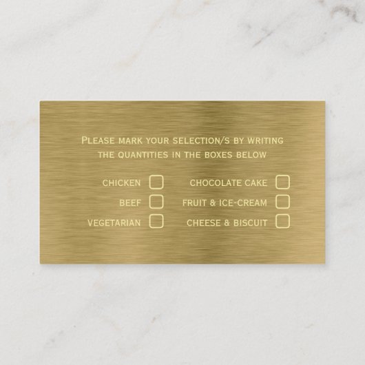 フェイク金ゴールドメタルテクスチャメニュー選択カード 名刺 (裏面)