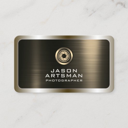 フェイク金ゴールドメタルテクスチャレンズロゴ 名刺 (正面)