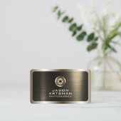 フェイク金ゴールドメタルテクスチャレンズロゴ 名刺 (スタンド正面)