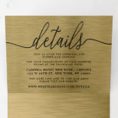 フェイク金ゴールドメタル結婚テクスチャスイート 三つ折り招待状 (内部最初)