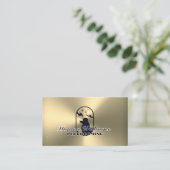 フェイク金ゴールドメタル面ペットケアロゴ 名刺 (スタンド正面)