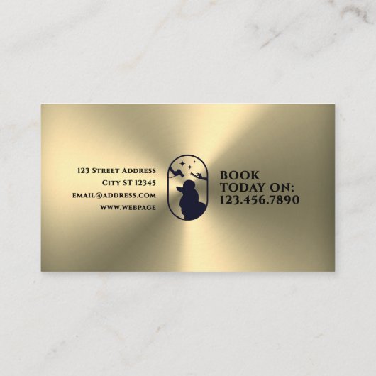 フェイク金ゴールドメタル面ペットケアロゴ 名刺 (裏面)