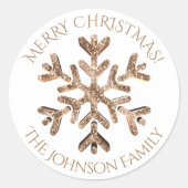 フェイク金ゴールドモダンの雪のエレガント結晶 ラウンドシール (正面)