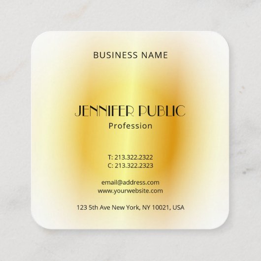 フェイク金ゴールドモダンエレガント金ゴールドモノグラムテンプレート スクエア名刺 (裏面)