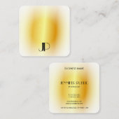 フェイク金ゴールドモダンエレガント金ゴールドモノグラムテンプレート スクエア名刺 (正面/裏面)