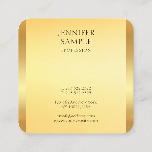 フェイク金ゴールドモダングラマエレガントラステンプレート スクエア名刺 (裏面)