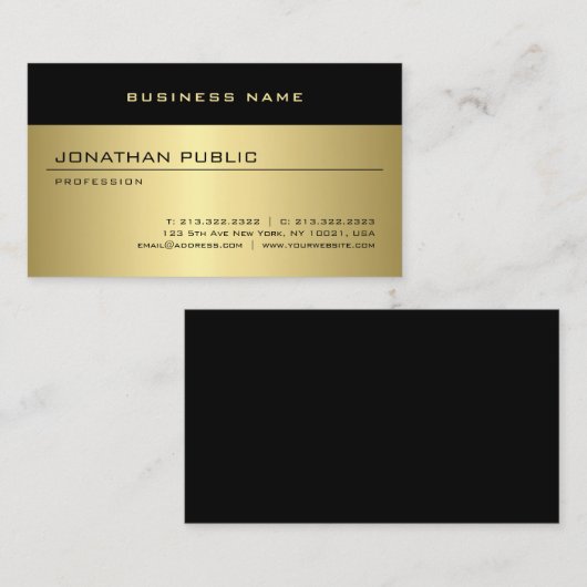 フェイク金ゴールドモダングラマーパーソナライズされたテンプレート 名刺 (正面/裏面)