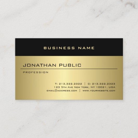フェイク金ゴールドモダングラマーパーソナライズされたテンプレート 名刺 (正面)
