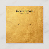 フェイク金ゴールドモダンジュエリースタッドイヤリング表示 スクエア名刺 (正面)