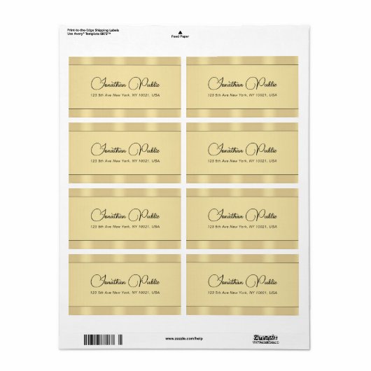 フェイク金ゴールドモダンタイポグラフィ配送先住所 ラベル (フルシート)