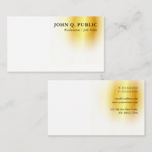 フェイク金ゴールドモダンミニマルエレガントテンプレート 名刺 (正面/裏面)