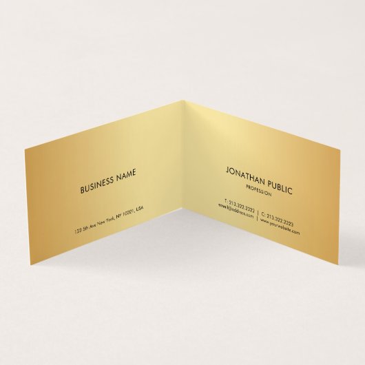 フェイク金ゴールドモダンミニマルエレガントテンプレート 名刺 (内部)