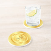 フェイク金ゴールドモダンモノグラムエレガントテンプレート コースター (側面)