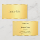 フェイク金ゴールドモダン書付きデザインテンプレート 名刺 (正面/裏面)