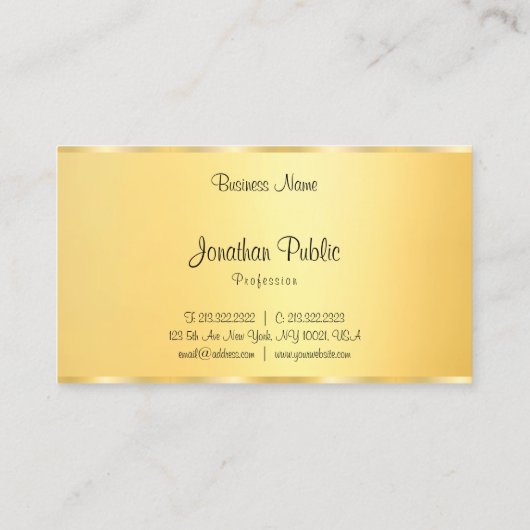 フェイク金ゴールドモダン書付きデザインテンプレート 名刺 (裏面)
