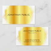 フェイク金ゴールドモダン白エレガントミニマリストテンプレート 名刺 (正面/裏面)