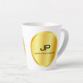 フェイク金ゴールドモノグラパーソナライズされたムトレンディーテンプレート カフェラテマグ (右アングル)