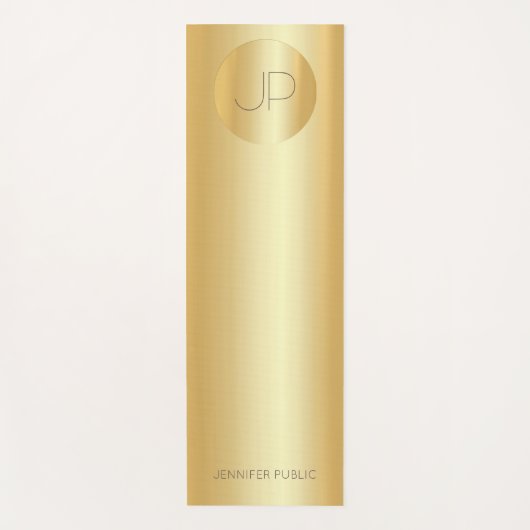 フェイク金ゴールドモノグラムトレンディーフィットネステンプレート ヨガマット (正面)