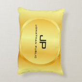 フェイク金ゴールドモノグラモダンムテンプレートエレガント アクセントクッション (裏面(縦))