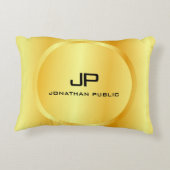 フェイク金ゴールドモノグラモダンムテンプレートエレガント アクセントクッション (裏面)