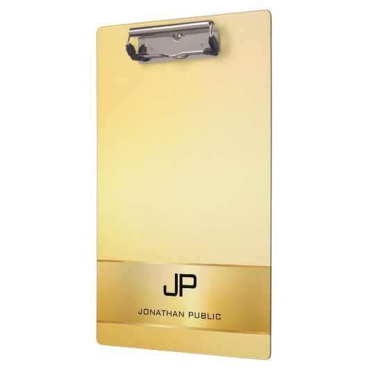 フェイク金ゴールドモノグラモダンムテンプレートエレガント クリップボード (左)