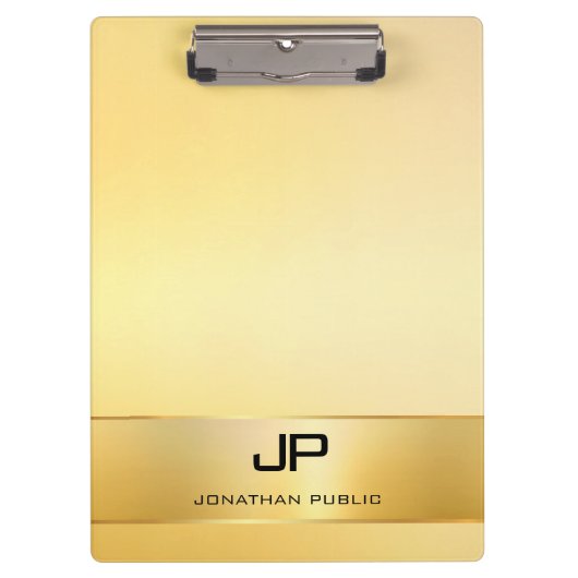 フェイク金ゴールドモノグラモダンムテンプレートエレガント クリップボード (正面)