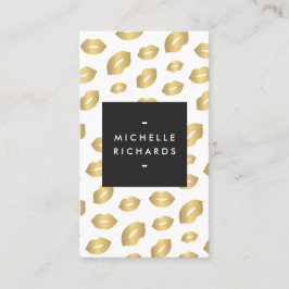 フェイク金ゴールドリッププリントメイクアップアーティスト美しいホワイト 名刺