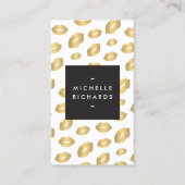 フェイク金ゴールドリッププリントメイクアップアーティスト美しいホワイト 名刺 (正面)