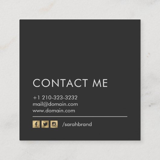 フェイク金ゴールドリップメイクアップアーティスト美しいサロン スクエア名刺 (裏面)