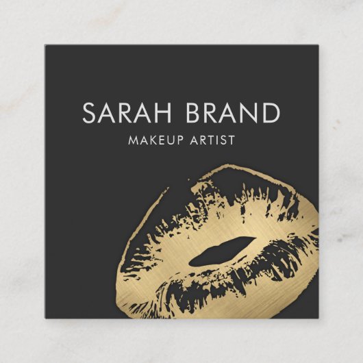 フェイク金ゴールドリップメイクアップアーティスト美しいサロン スクエア名刺 (正面)