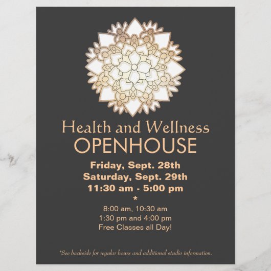 フェイク金ゴールドリーフホワイトロータスヒーリングアートフライヤー チラシ (正面)