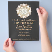 フェイク金ゴールドリーフホワイトロータスヒーリングアートフライヤー チラシ (手)