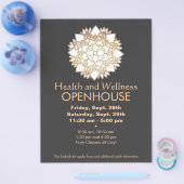 フェイク金ゴールドリーフホワイトロータスヒーリングアートフライヤー チラシ (シングル)