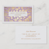 フェイク金ゴールドリーフ美容師パープルスタイリスト 名刺 (正面/裏面)