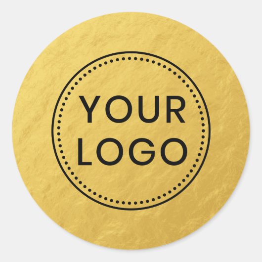 フェイク金ゴールドルックのグラデーシカスタムェントのロゴ写真グラフィック ラウンドシール (正面)