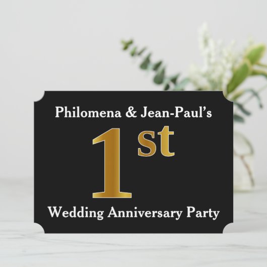 フェイク金ゴールドルック1周年結婚パーティー 招待状 (スタンド正面)