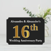 フェイク金ゴールドルック16結婚周年パーティー 招待状 (スタンド正面)