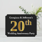 フェイク金ゴールドルック20結婚周年パーティー 招待状 (スタンド正面)