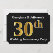 フェイク金ゴールドルック30周年結婚パーティー 招待状 (正面)