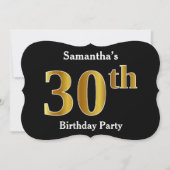フェイク金ゴールドルック30th誕生日パーティー+名前をカスタムする 招待状 (正面)