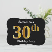 フェイク金ゴールドルック30th誕生日パーティー+名前をカスタムする 招待状 (スタンド正面)