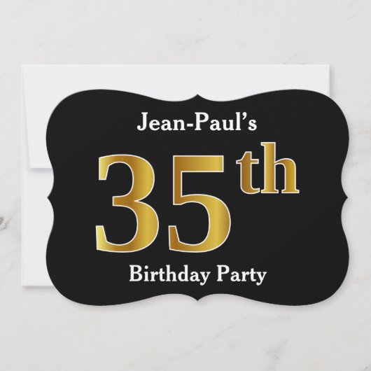 フェイク金ゴールドルック35th誕生日パーティー+名前をカスタムする 招待状 (正面)