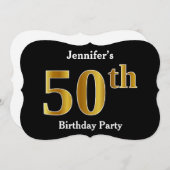 フェイク金ゴールドルック50th誕生日パーティー+名前をカスタムする 招待状 (正面/裏面)