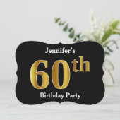 フェイク金ゴールドルック60th誕生日パーティー+名前をカスタムする 招待状 (スタンド正面)