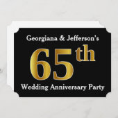 フェイク金ゴールドルック65結婚周年パーティー 招待状 (正面/裏面)